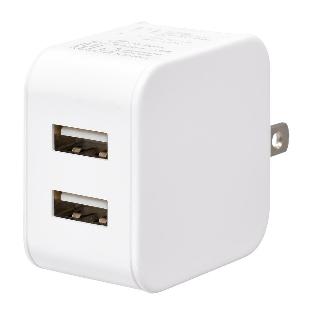 AC充電器(USB Type-A×2/AC100V~240V対応/最大出力12W 2.4A/ホワイト)_01-7169_MAV-AUA12W-W_OHM(オーム電機)